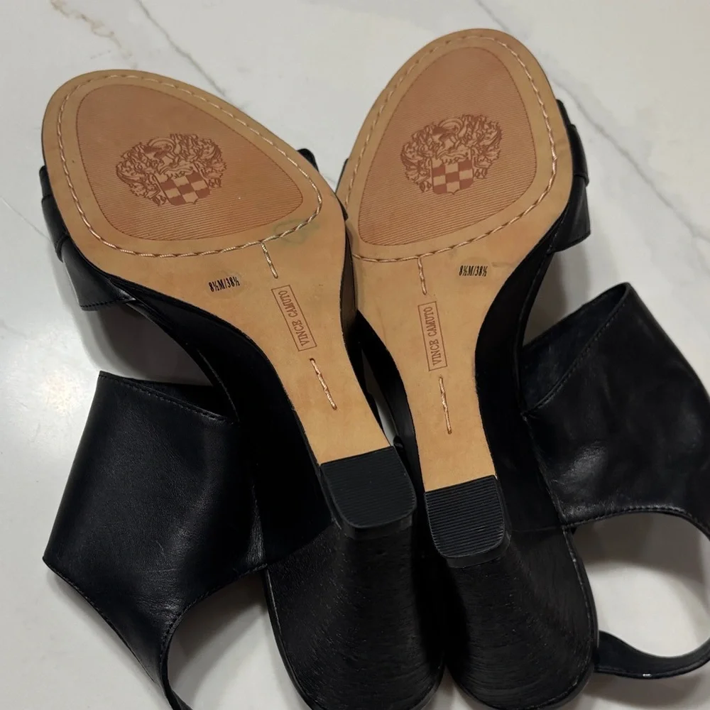 Vince Camuto Black Wedge Sandals with Buckle